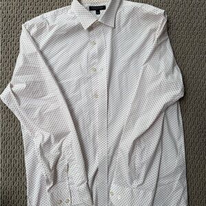 Banana Republic White and Black Dot Dress Shirt